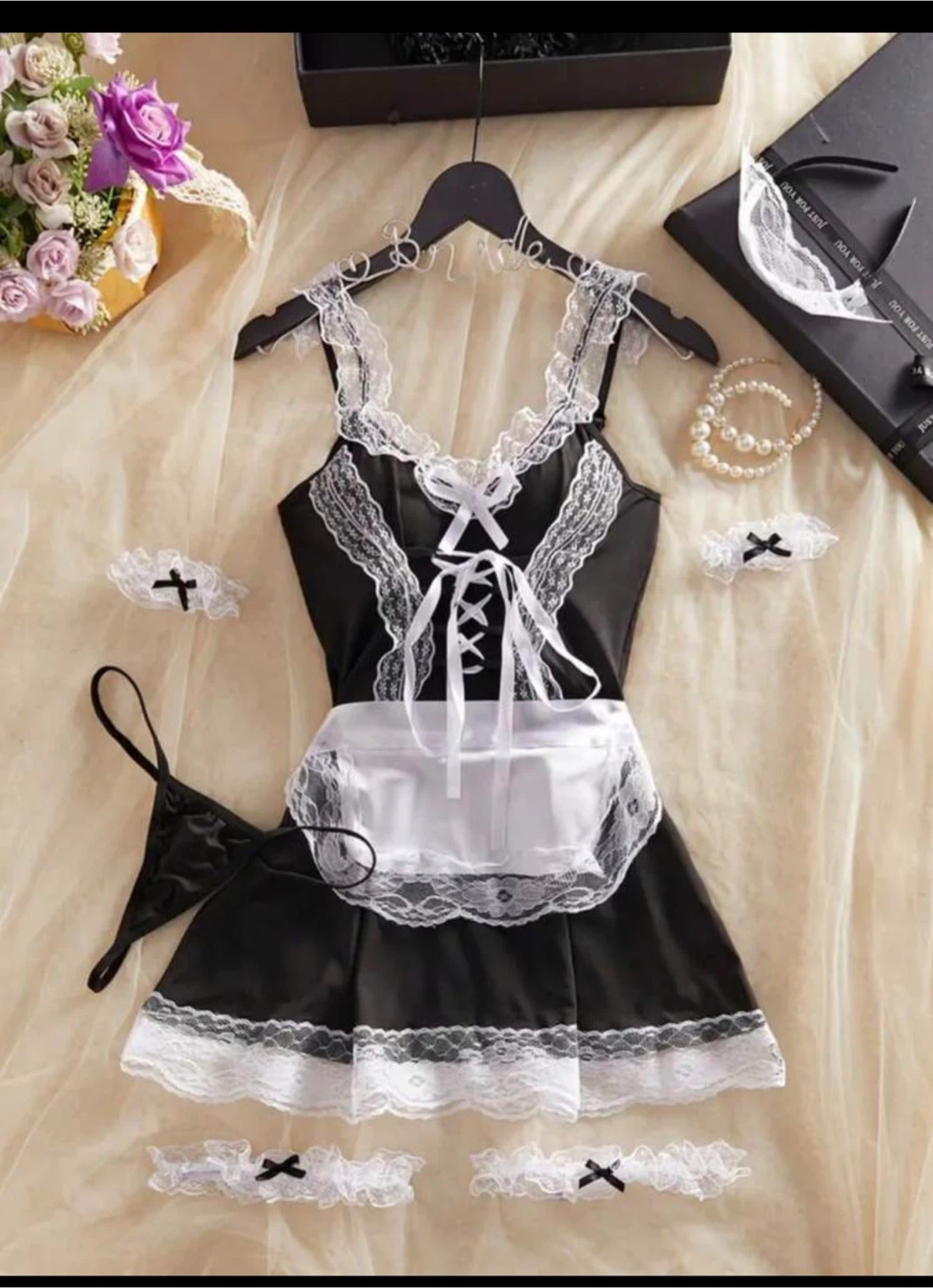 Black and White Maid Cosplay Lingerie Set size L