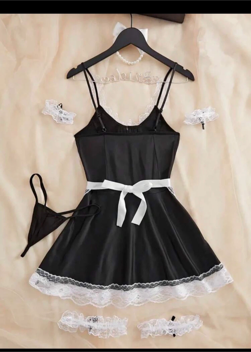 Black and White Maid Cosplay Lingerie Set size L - photo 2