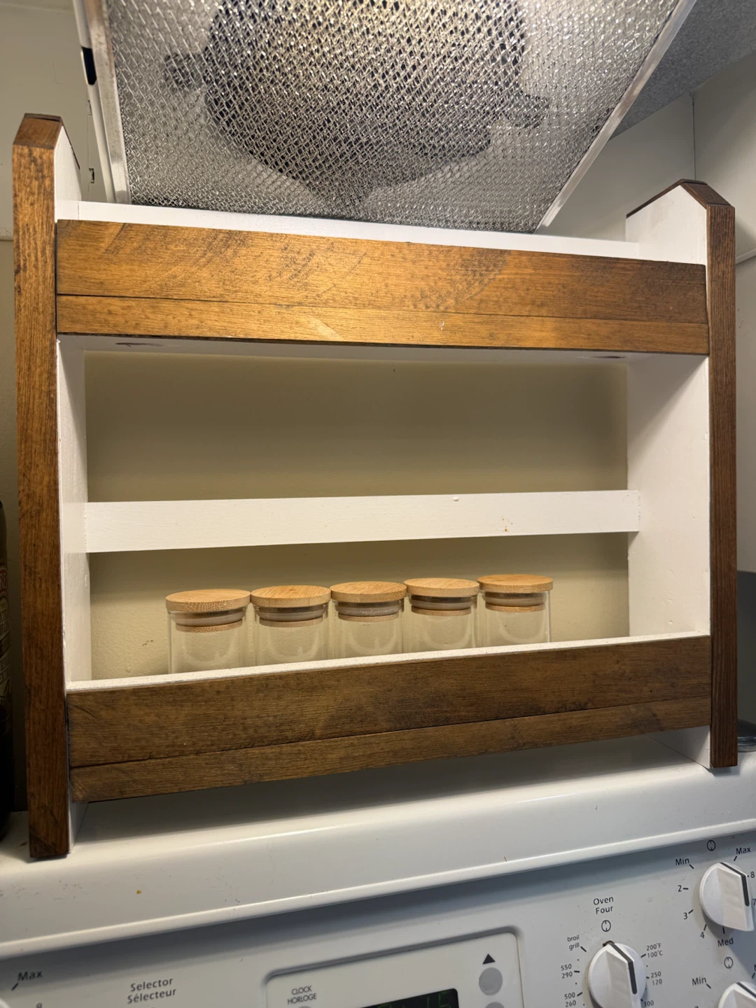 Wooden Spice Rack with 5 Glass Jars