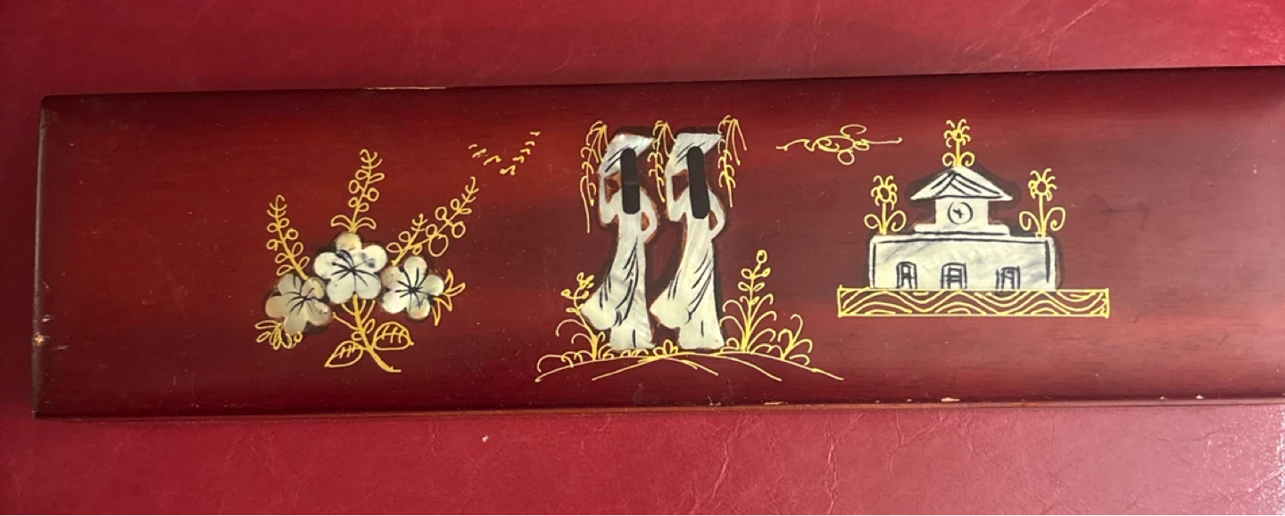 🏈 Wooden Lacquer Box with Mother of Pearl Inlay - photo 3