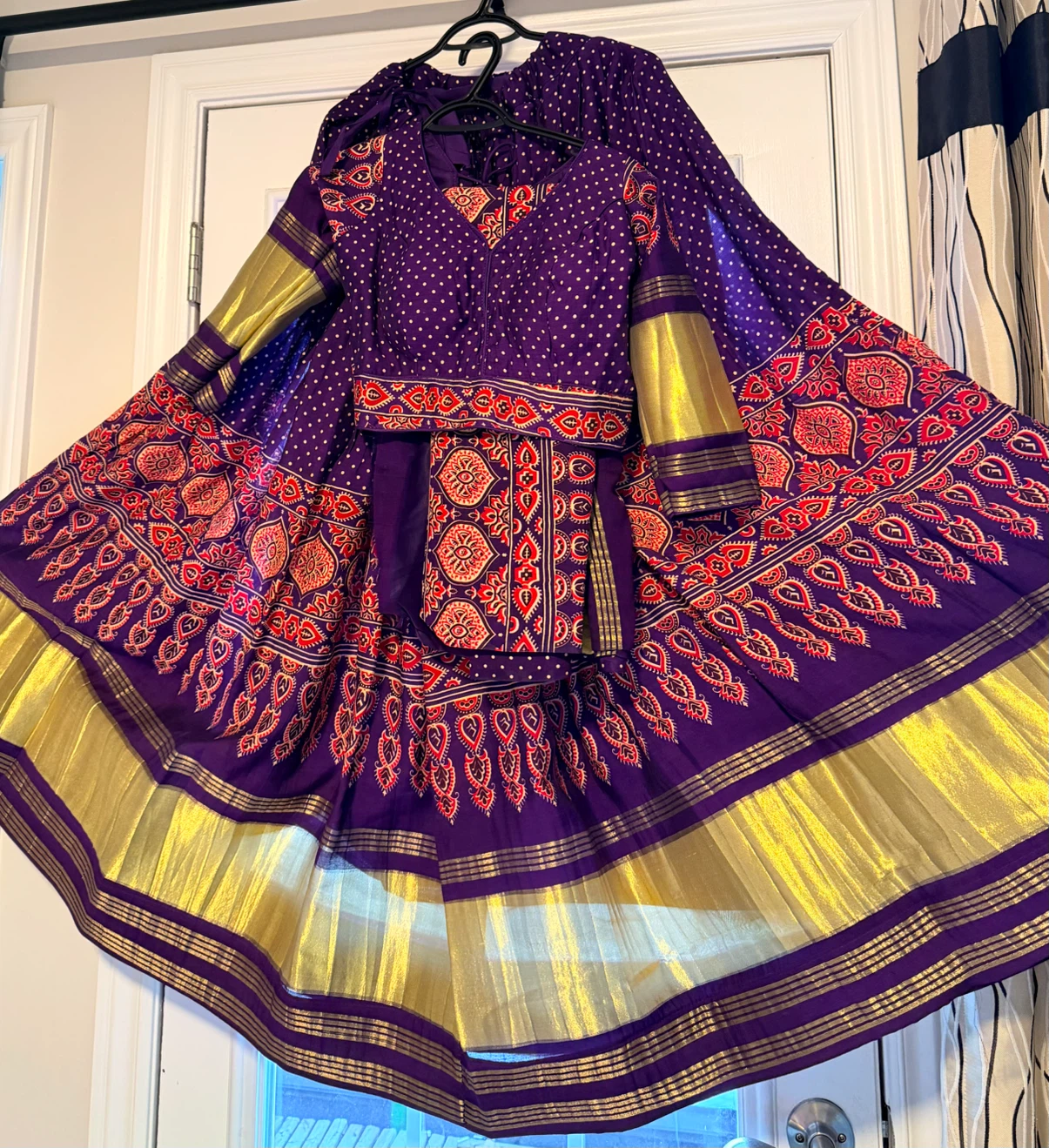 Purple and Gold Traditional Chaniya Choli