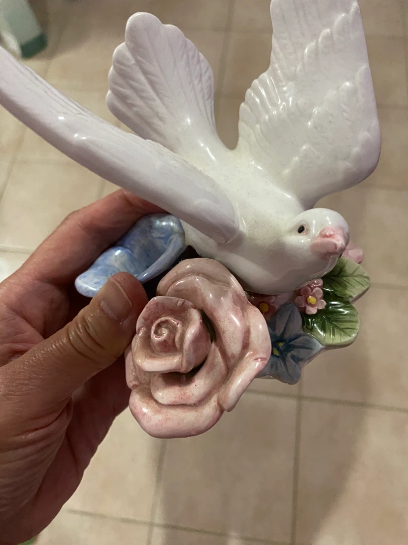 Vintage Ceramic Dove and Rose Candle Holders - photo 3
