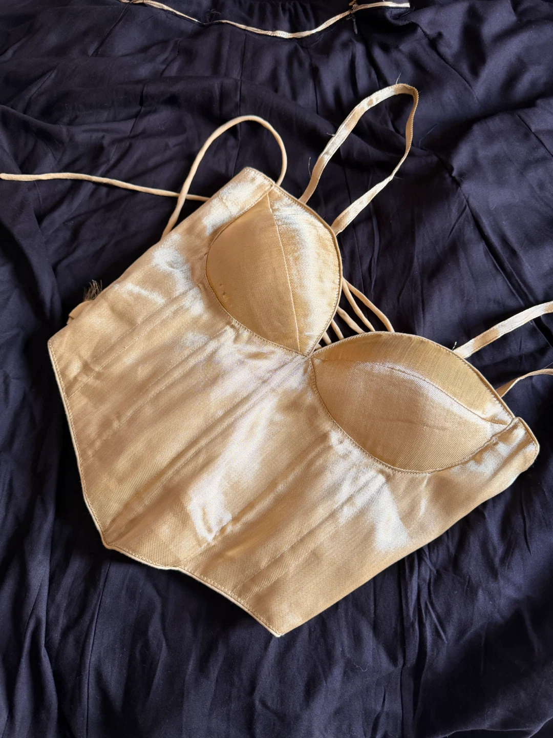 Gold satin corset top