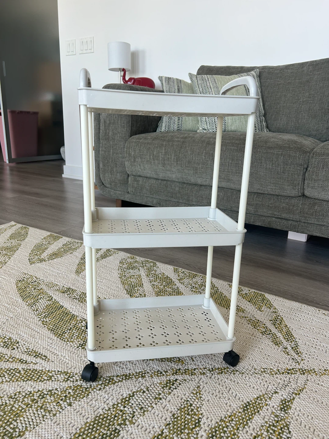 3-Tier White Rolling Utility Cart