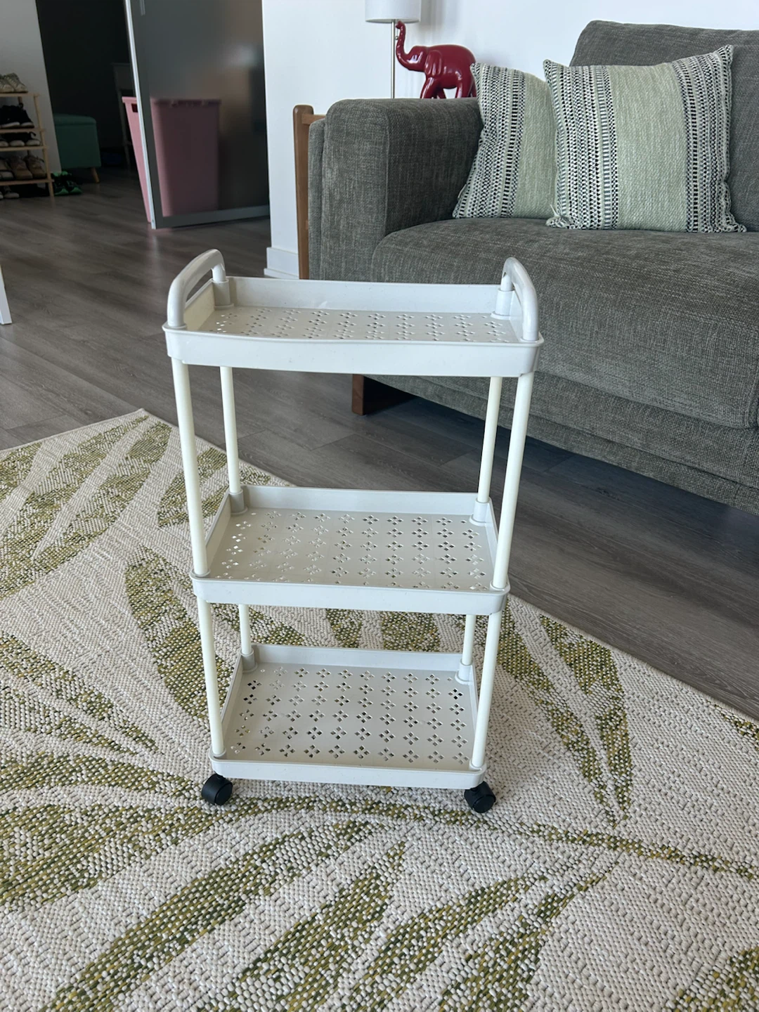 3-Tier White Rolling Utility Cart - photo 3