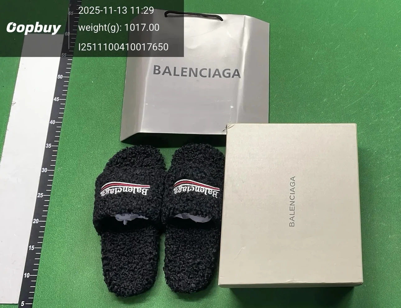 Balenciaga Black Fuzzy Slides