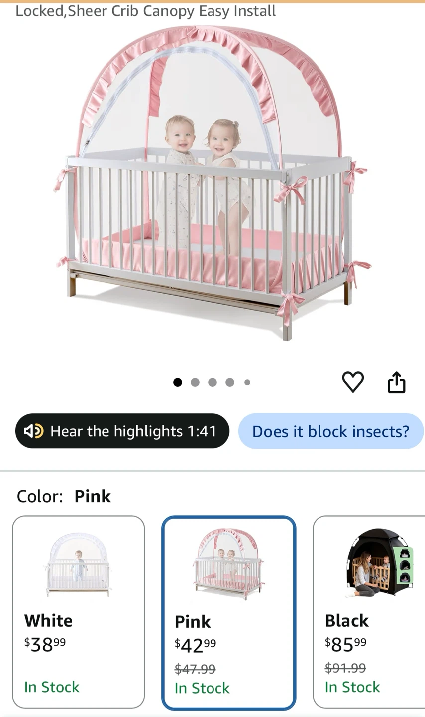 🏈 Sheer Crib Canopy Pink