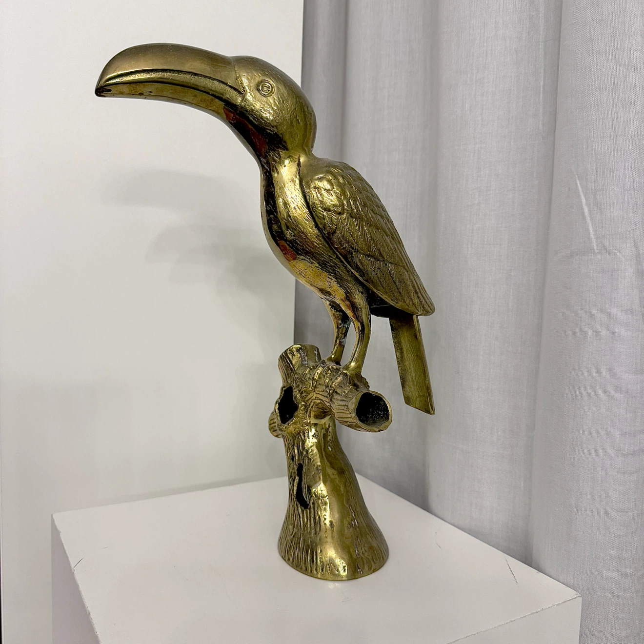 Large vintage brass toucan sculpture