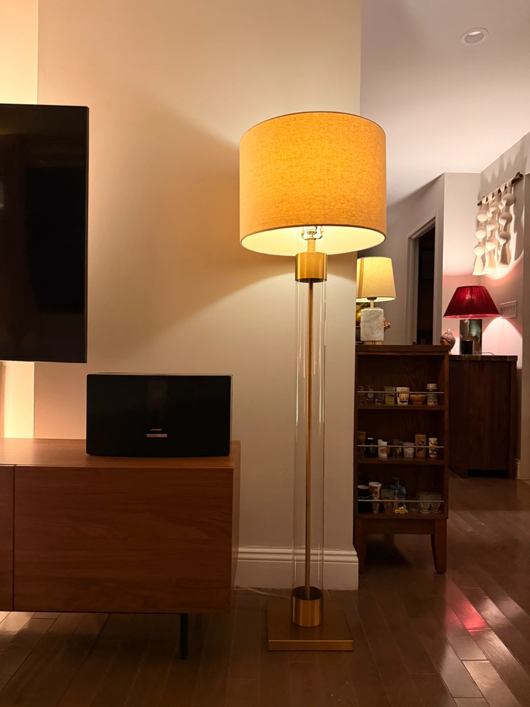 West Elm Modern Gold and Clear Floor Lamp
