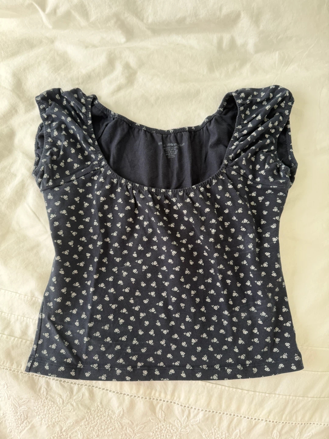 Brandy Melville Floral Navy Top