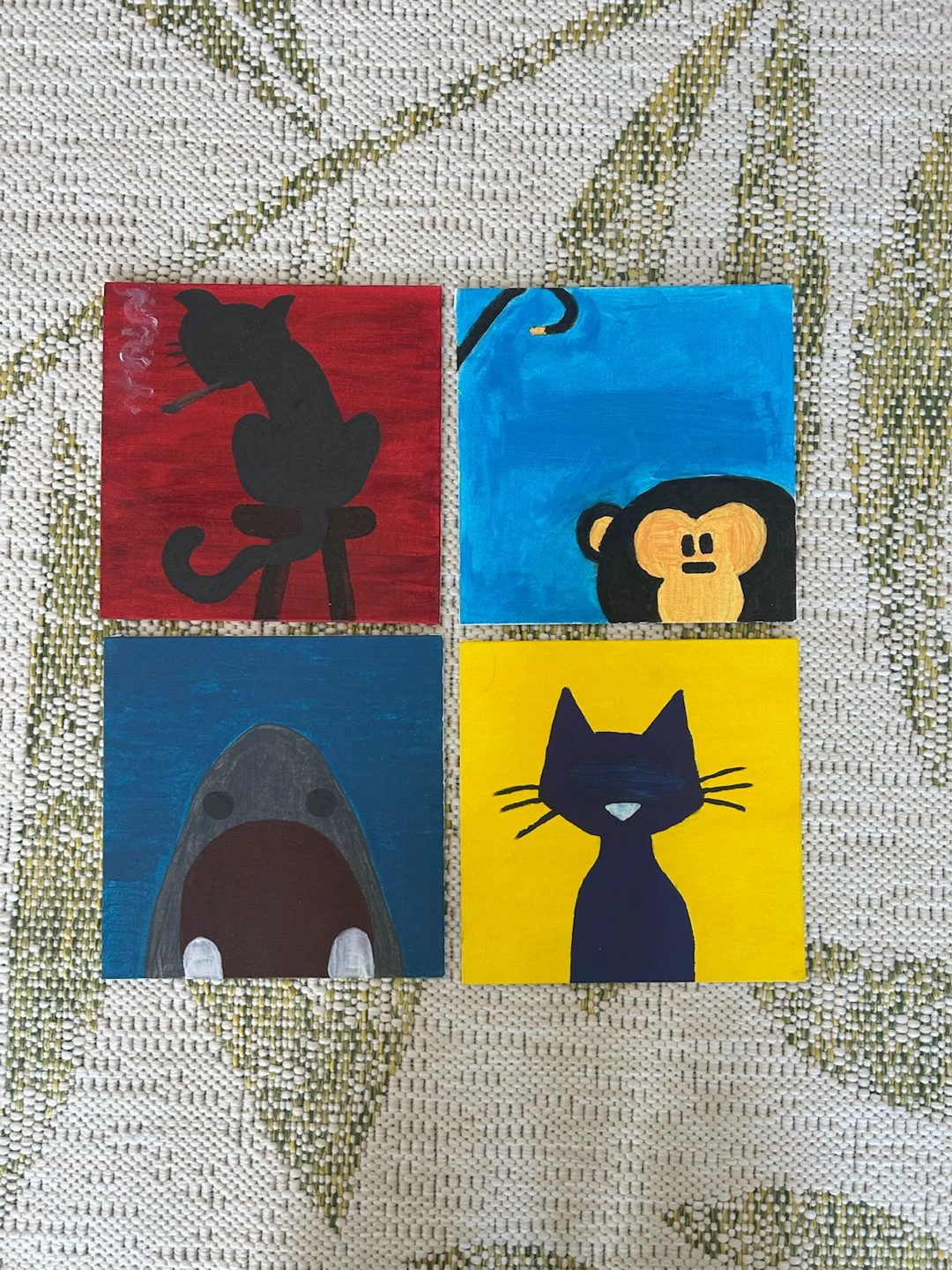 Set of 4 Hand-Painted Mini Canvases