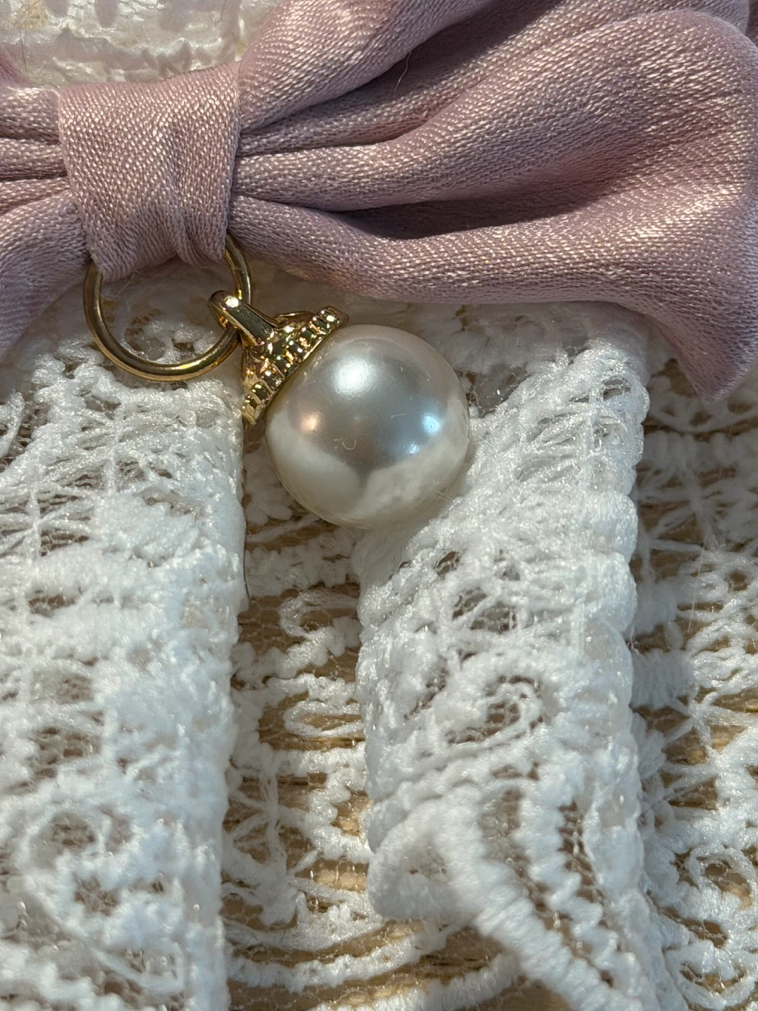 Lace and Ribbon Pet Collar with Pearl Charm - photo 2