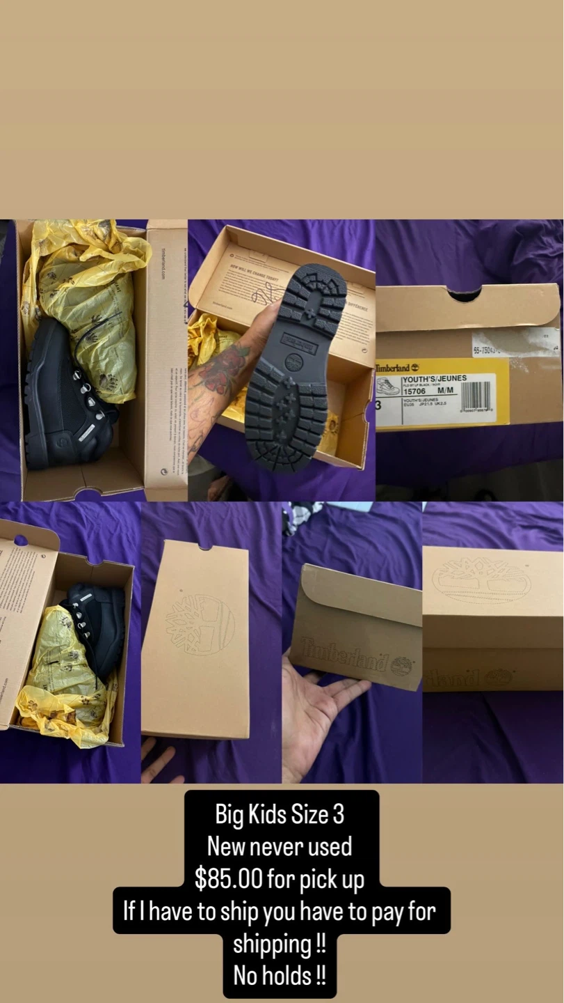 Timberland Youth Black Boots Size 3