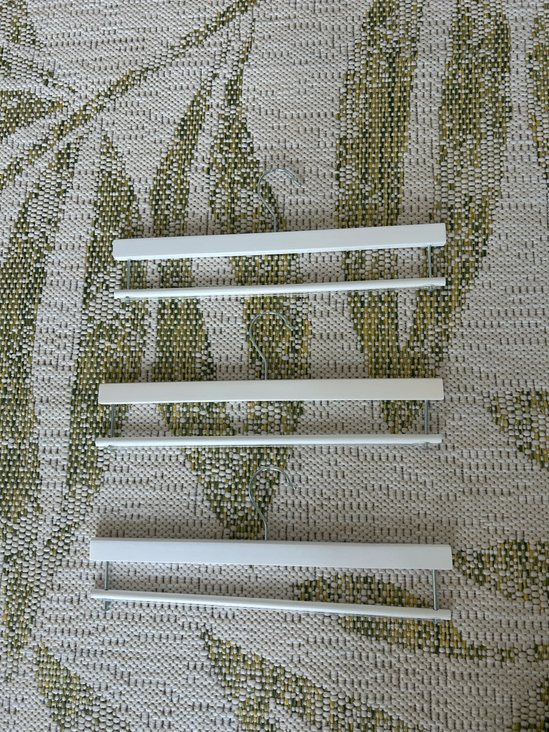 Set of 3 White Wooden Pant Hangers