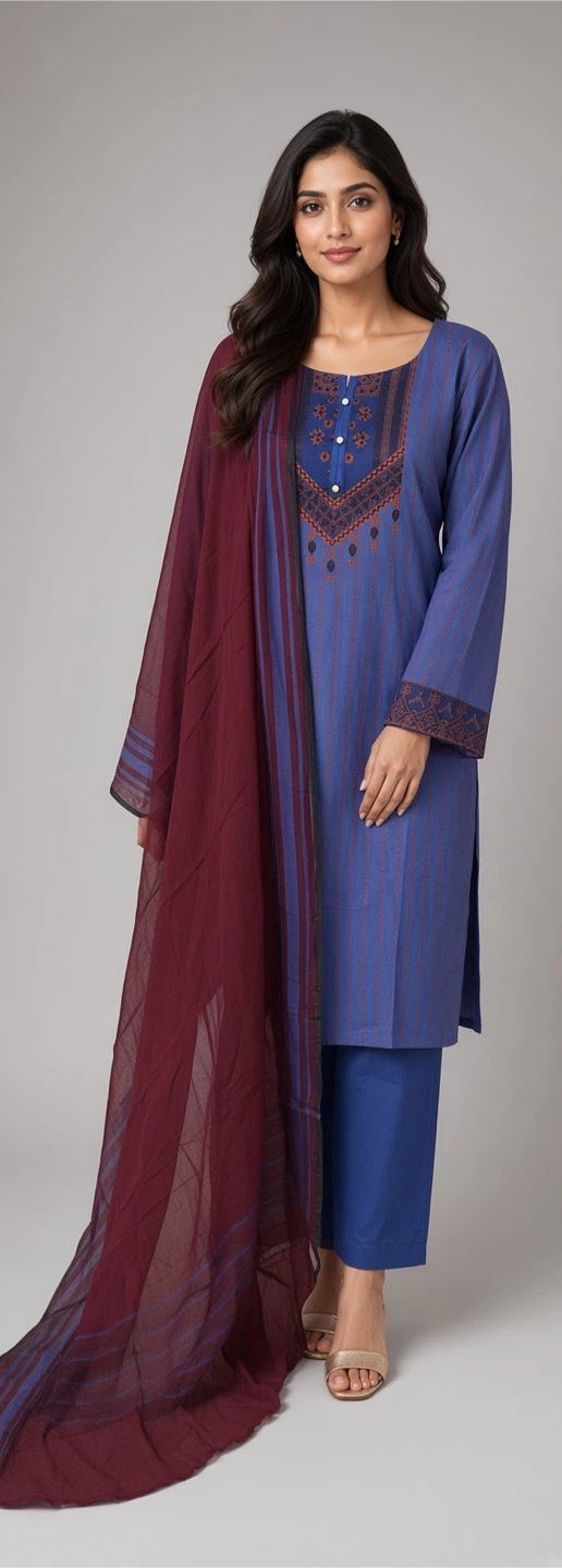 stitched 3-Piece Printed Lawn Suit