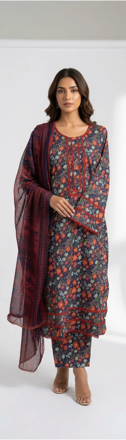 stitched 3-Piece Printed Lawn Suit - photo 4