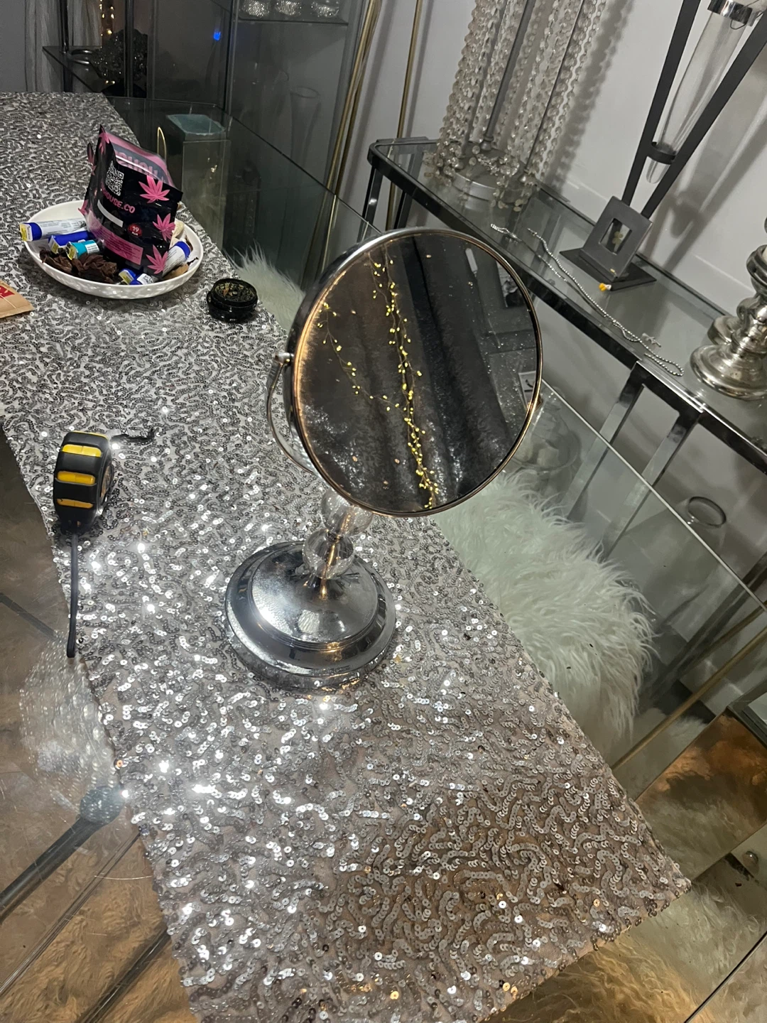 Silver Tabletop Vanity Mirror