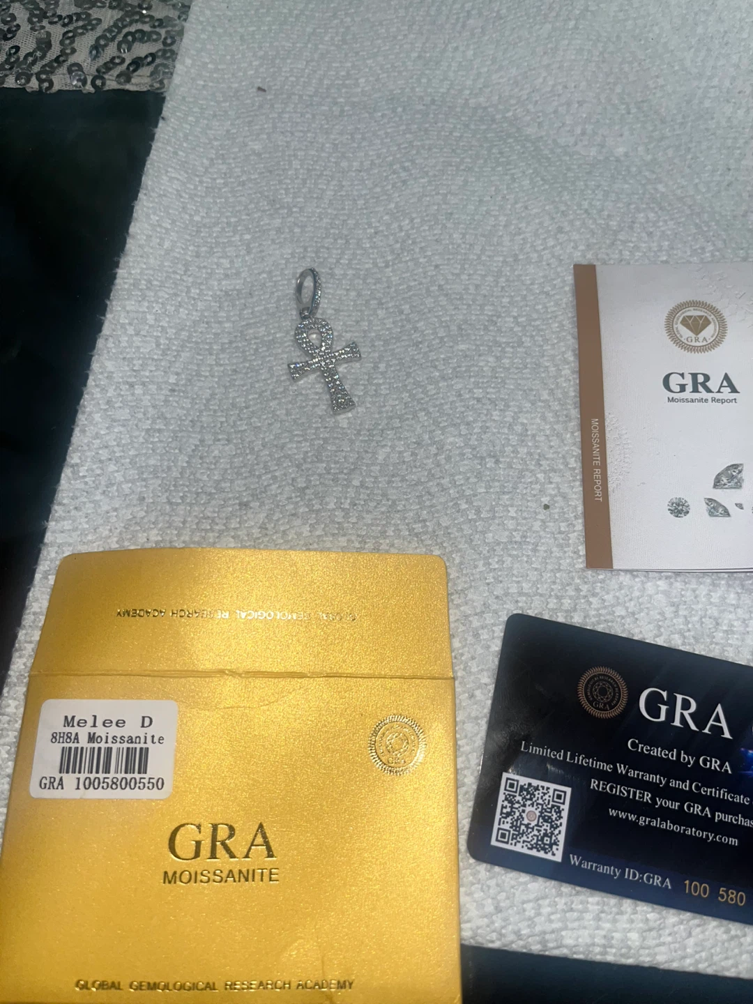 GRA Moissanite Ankh Pendant 925 sterling silver - photo 4