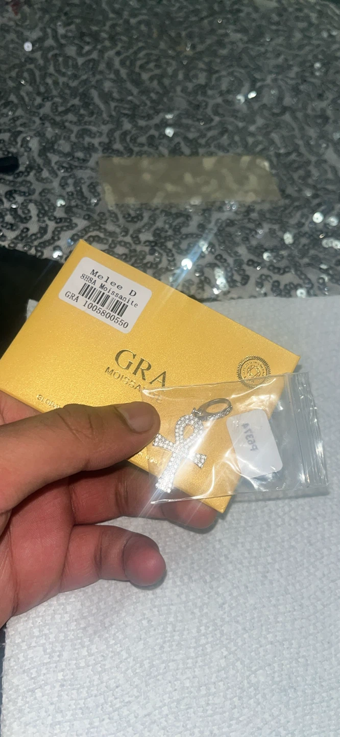 GRA Moissanite Ankh Pendant 925 sterling silver - photo 5