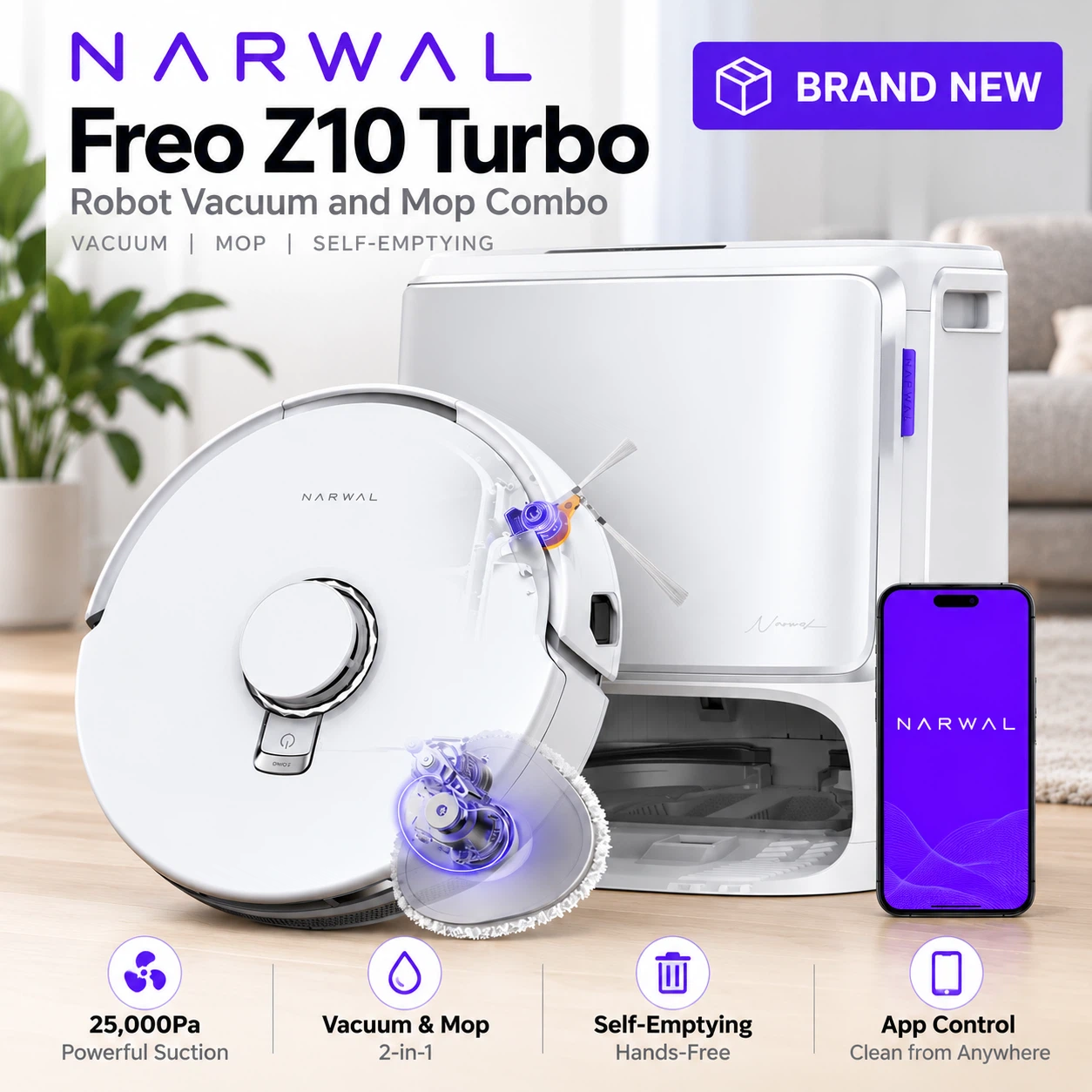 NARWAL Freo Z10 Turbo Robot Vacuum & Mop – Brand New