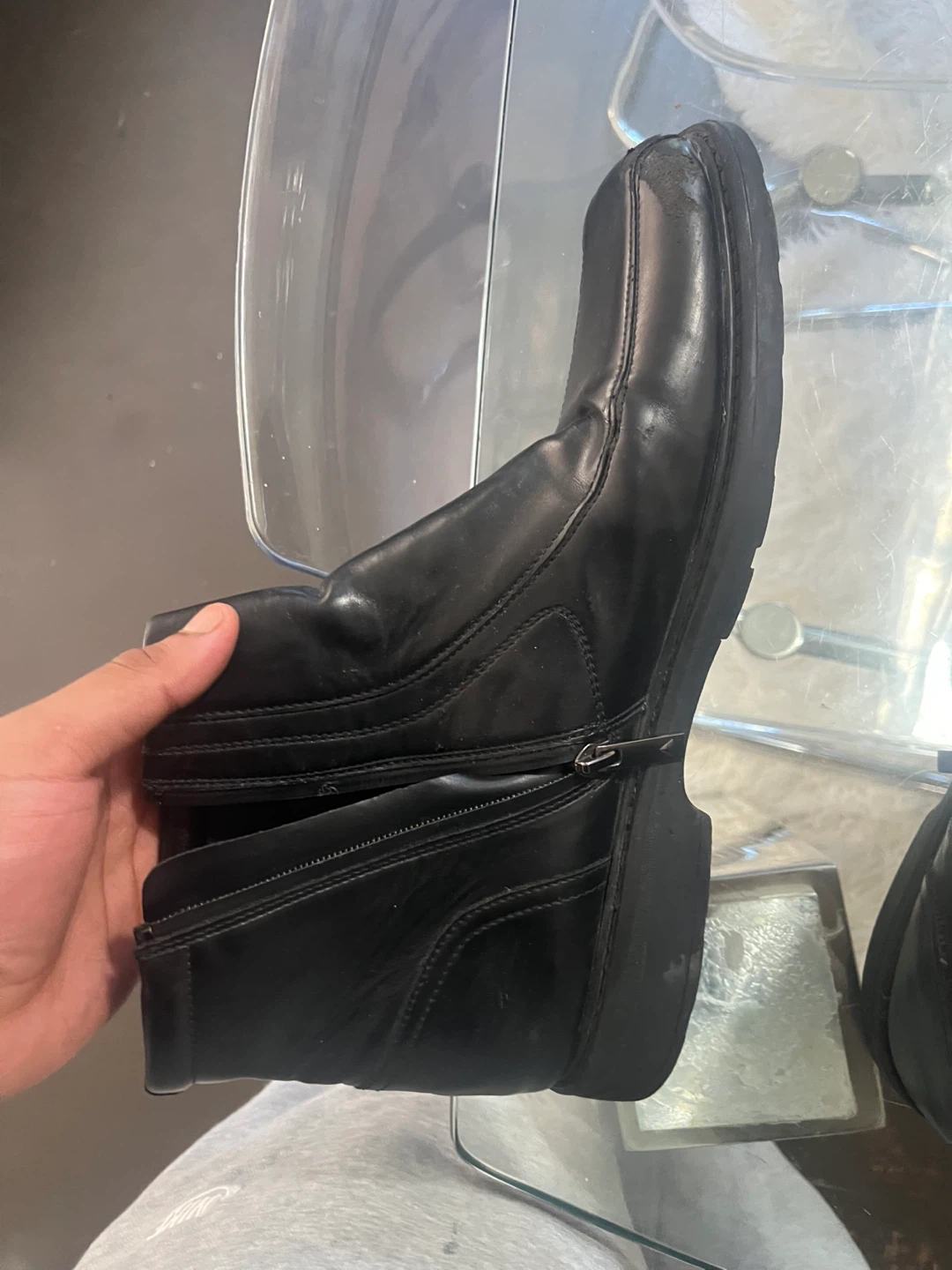 Aldo Men's Black Leather Ankle Boots size 12 - photo 2