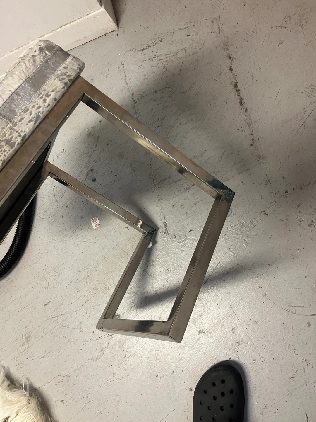 Hair on Hide Footstool with Chrome Base - photo 2