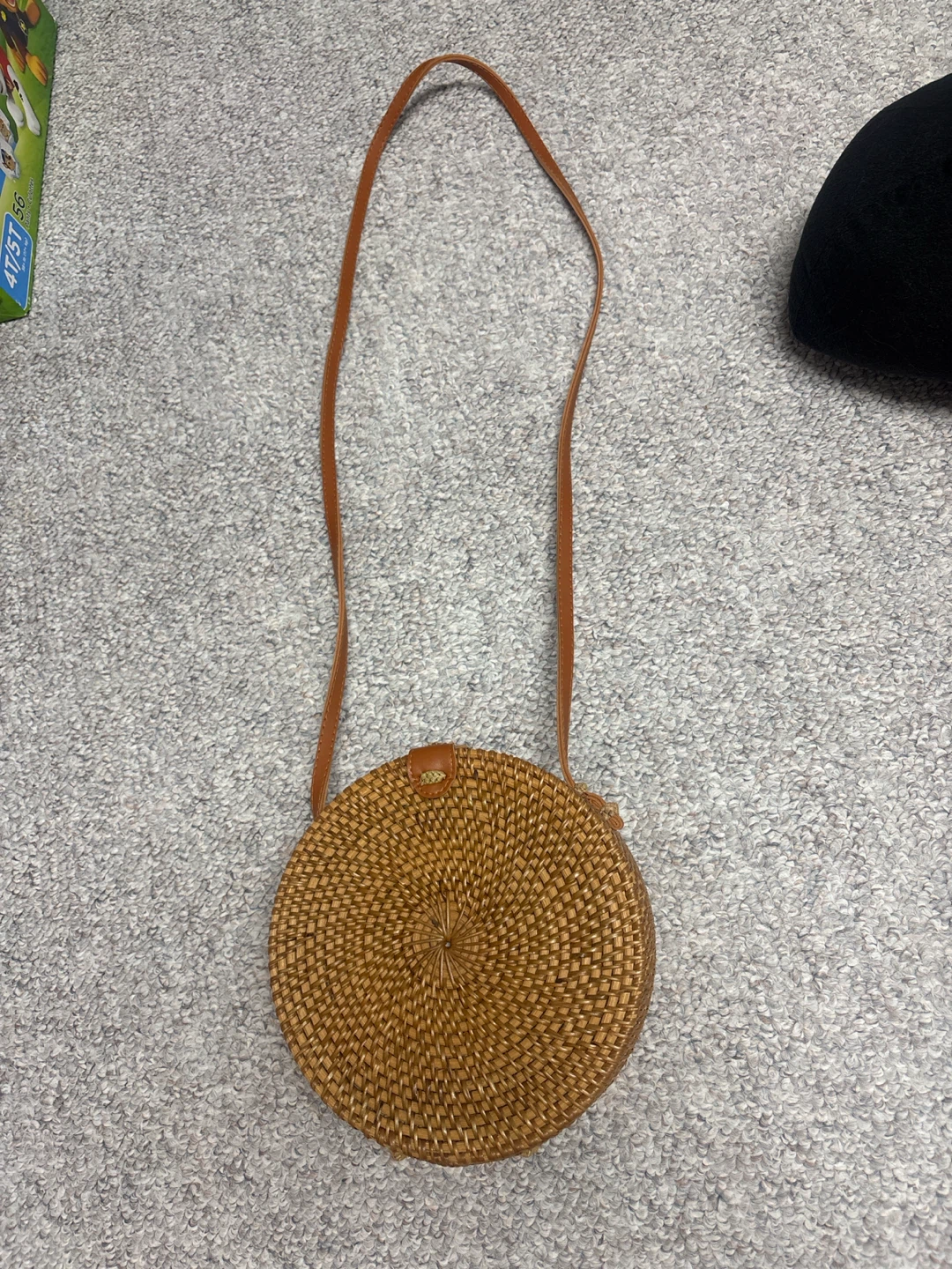 Round Woven Rattan Crossbody Bag