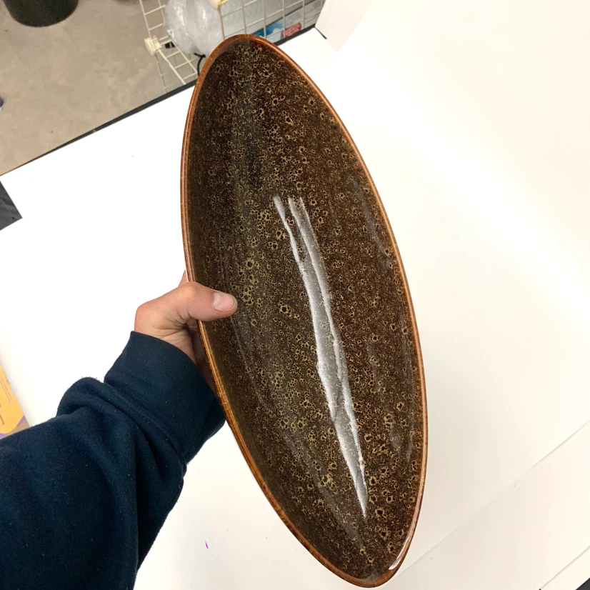 Oval Ceramic Decorative Bowl Brown Table Centerpiece Home Decor - photo 4