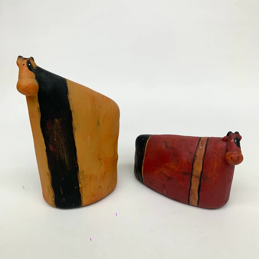 Decorative Cow Figurines Set of 2 Farmhouse Animal Home Decor
