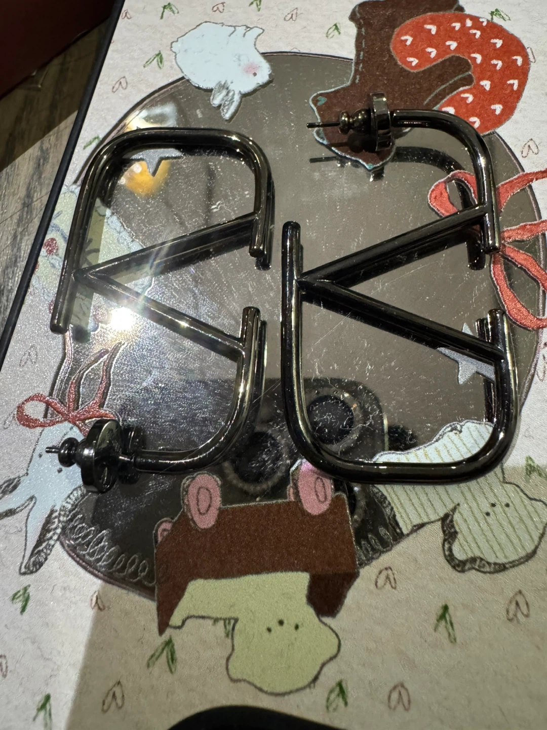 Valentino black VLogo Hoop Earrings - photo 2