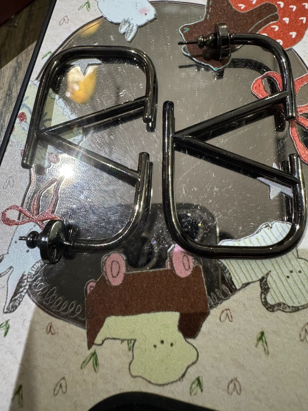 Valentino black VLogo Hoop Earrings