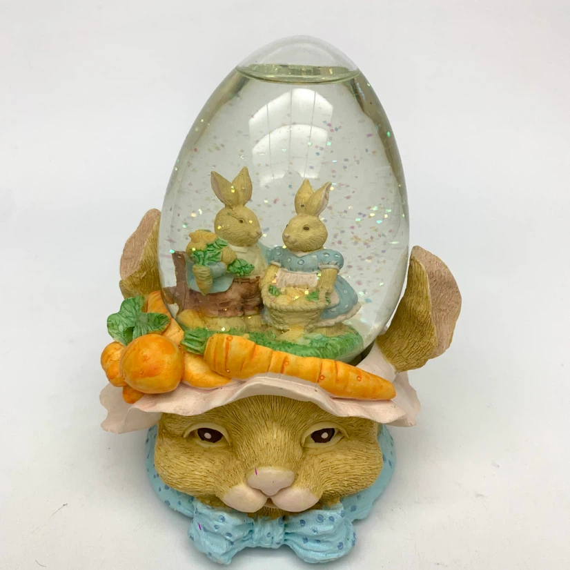 Easter Bunny Snow Globe Music Box
