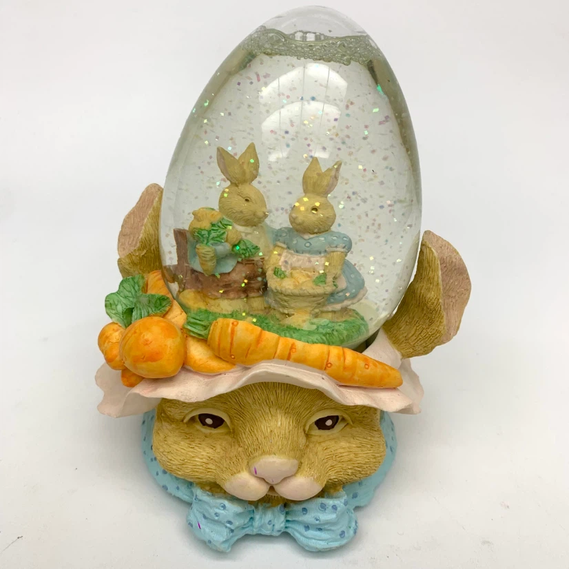 Easter Bunny Snow Globe Music Box - photo 2