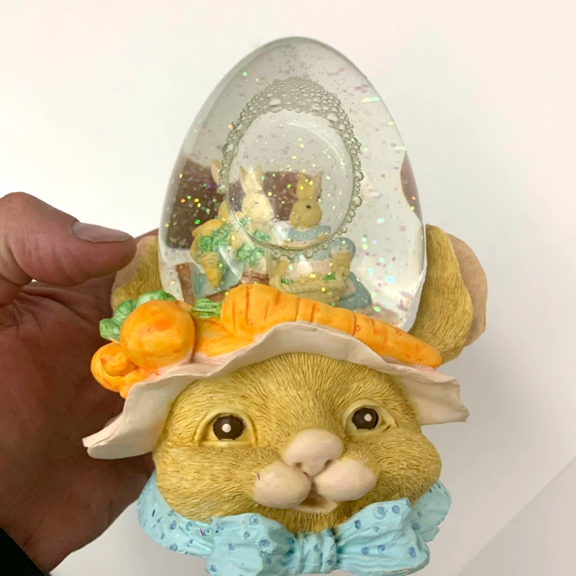 Easter Bunny Snow Globe Music Box - photo 3