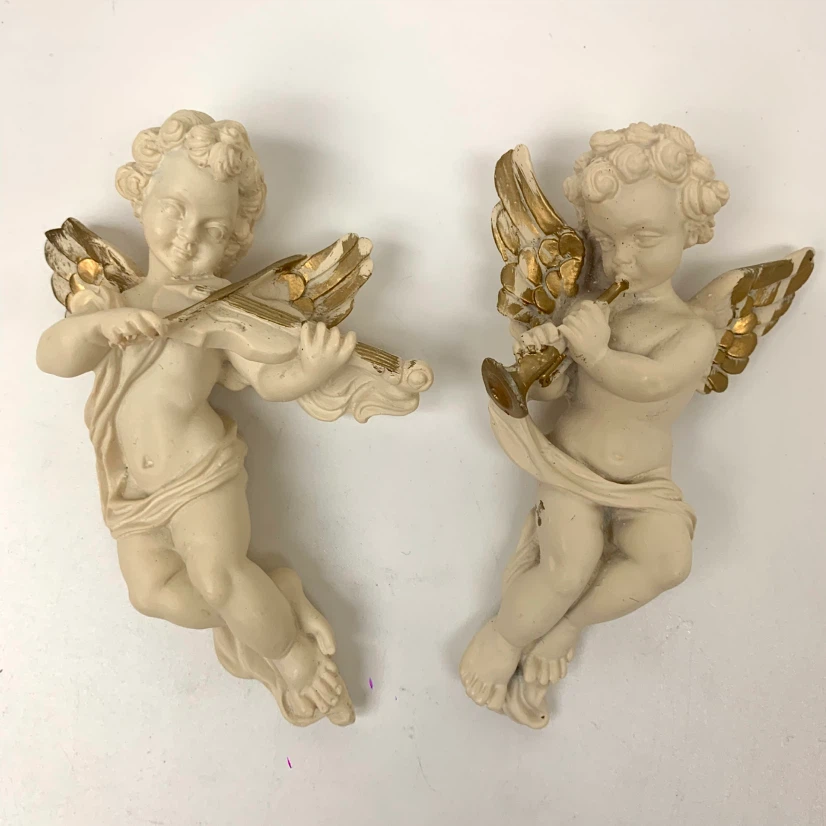 Set of 2 Ceramic Angel Wall Decor