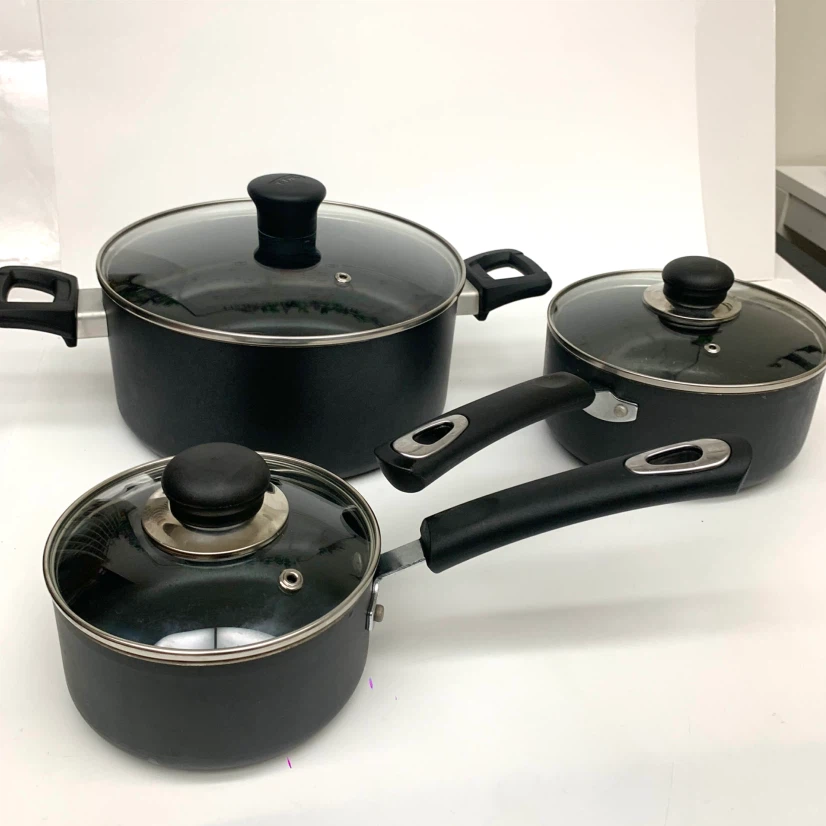 Set of 3 Non-Stick Cooking Pots with Lids