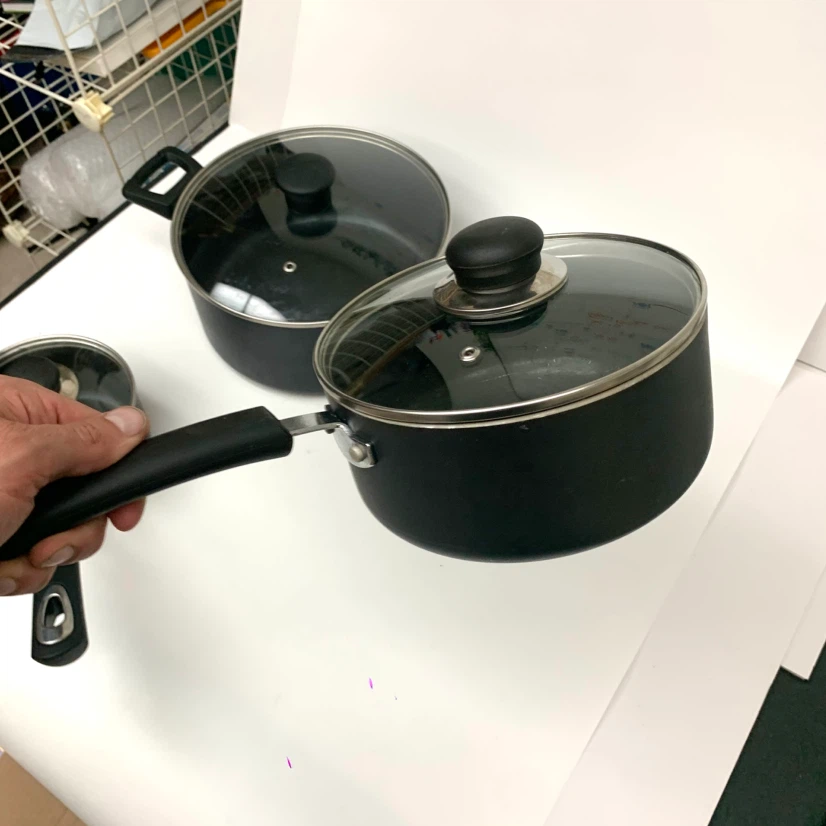 Set of 3 Non-Stick Cooking Pots with Lids - photo 4