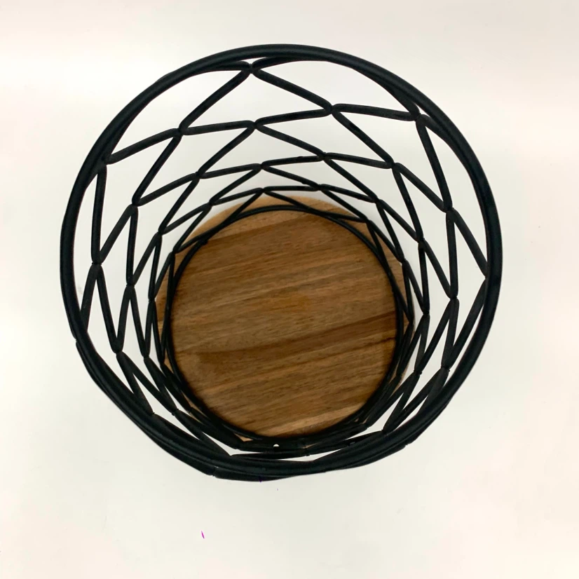 Metal Wire and Wood Storage Bin - photo 2