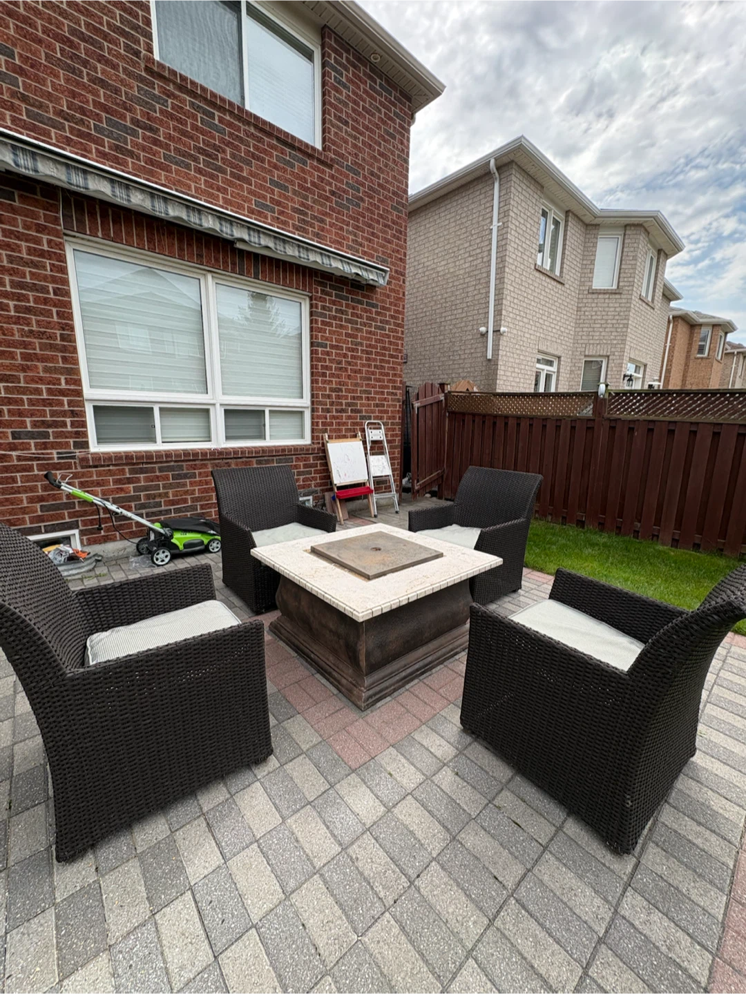 Outdoor Wicker Patio Set with Fire Pit Table - photo 2