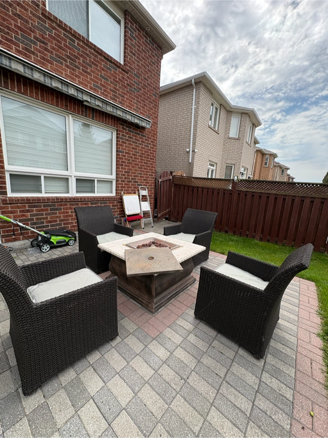 Outdoor Wicker Patio Set with Fire Pit Table - photo 3