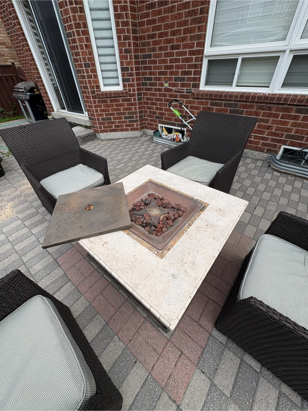 Outdoor Wicker Patio Set with Fire Pit Table - photo 4