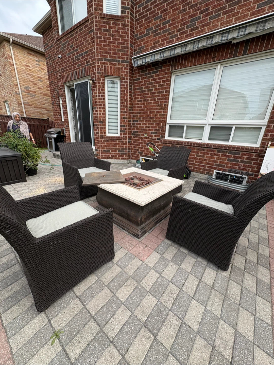 Outdoor Wicker Patio Set with Fire Pit Table - photo 5