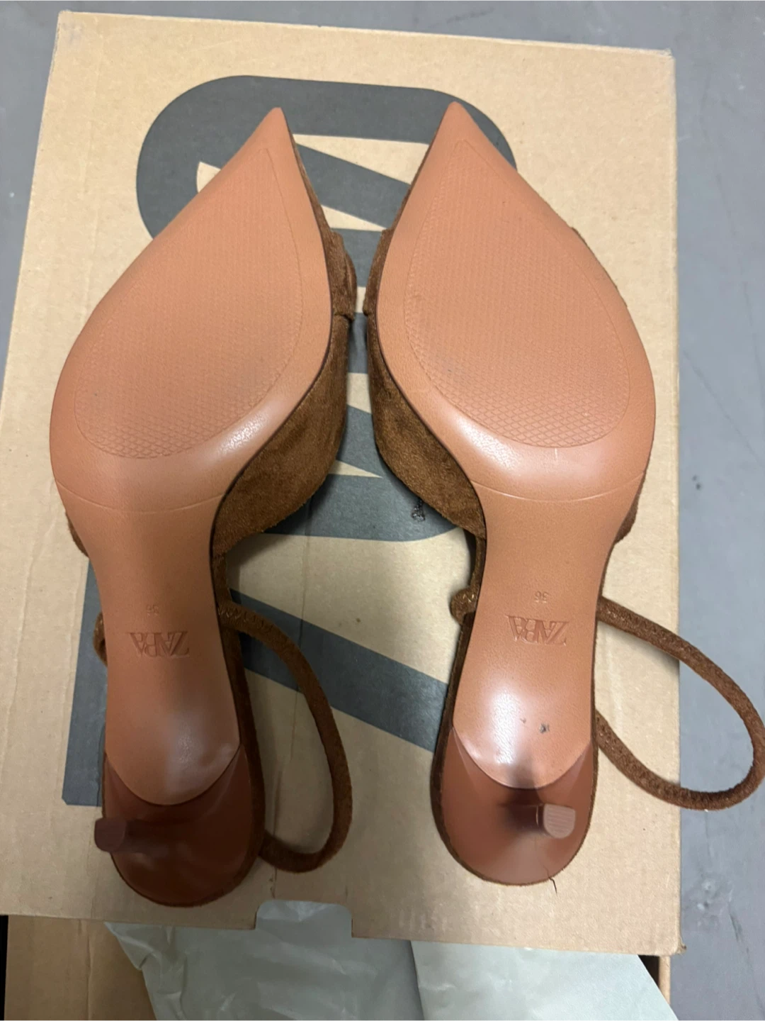 ZARA Suede Brown Slingback Heels