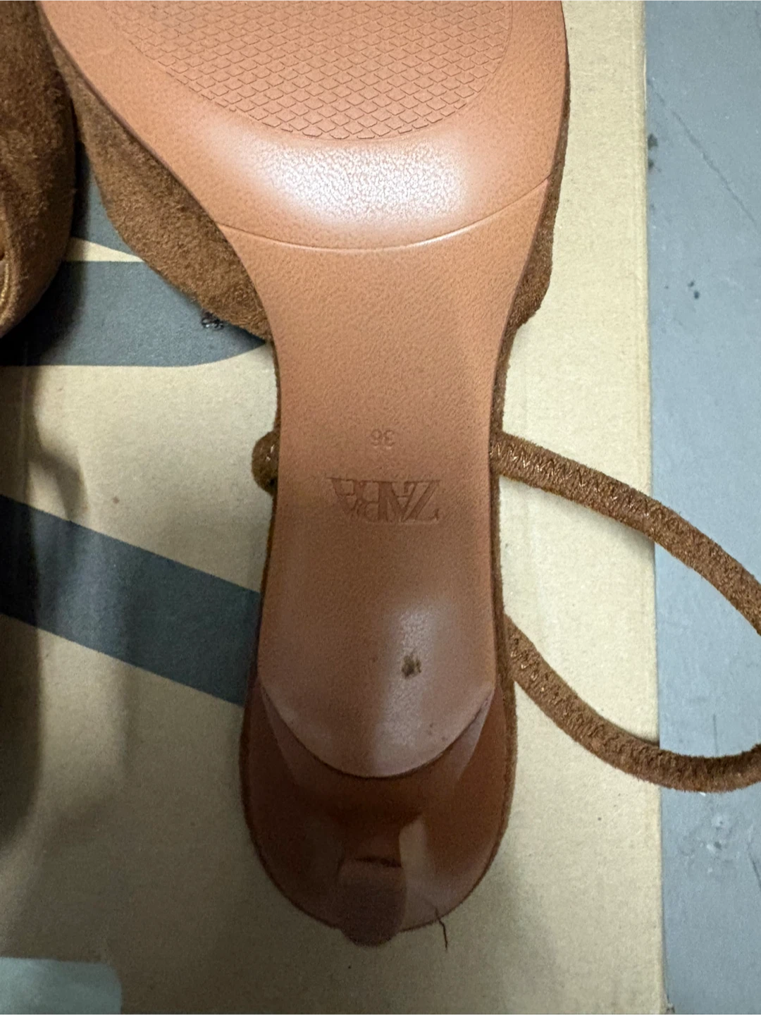 ZARA Suede Brown Slingback Heels - photo 2