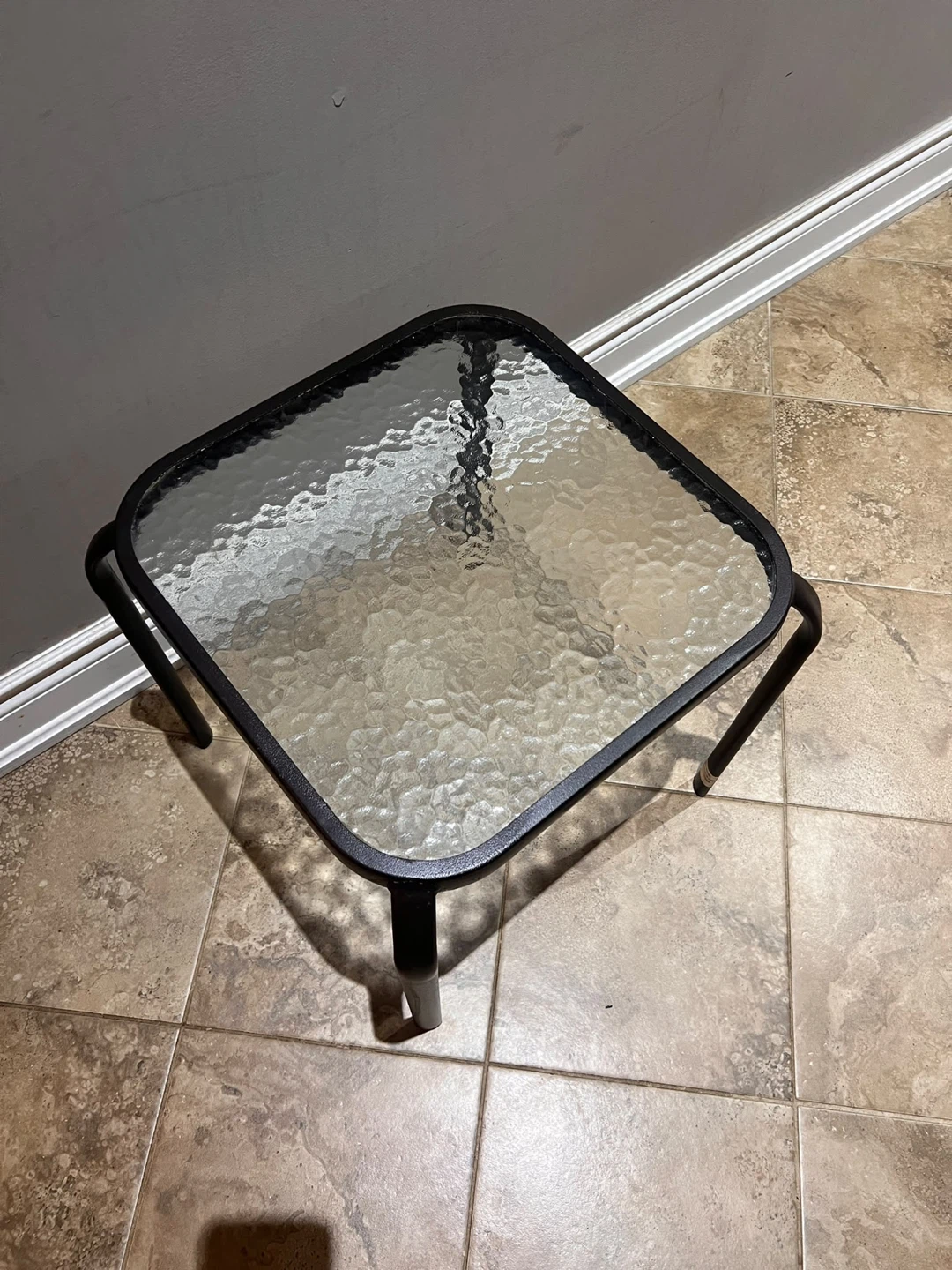 Small Glass Top Metal Table - photo 2