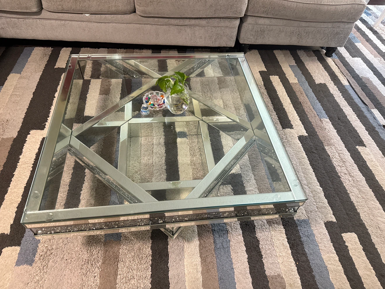 Mirrored Glass Coffee Table - photo 2