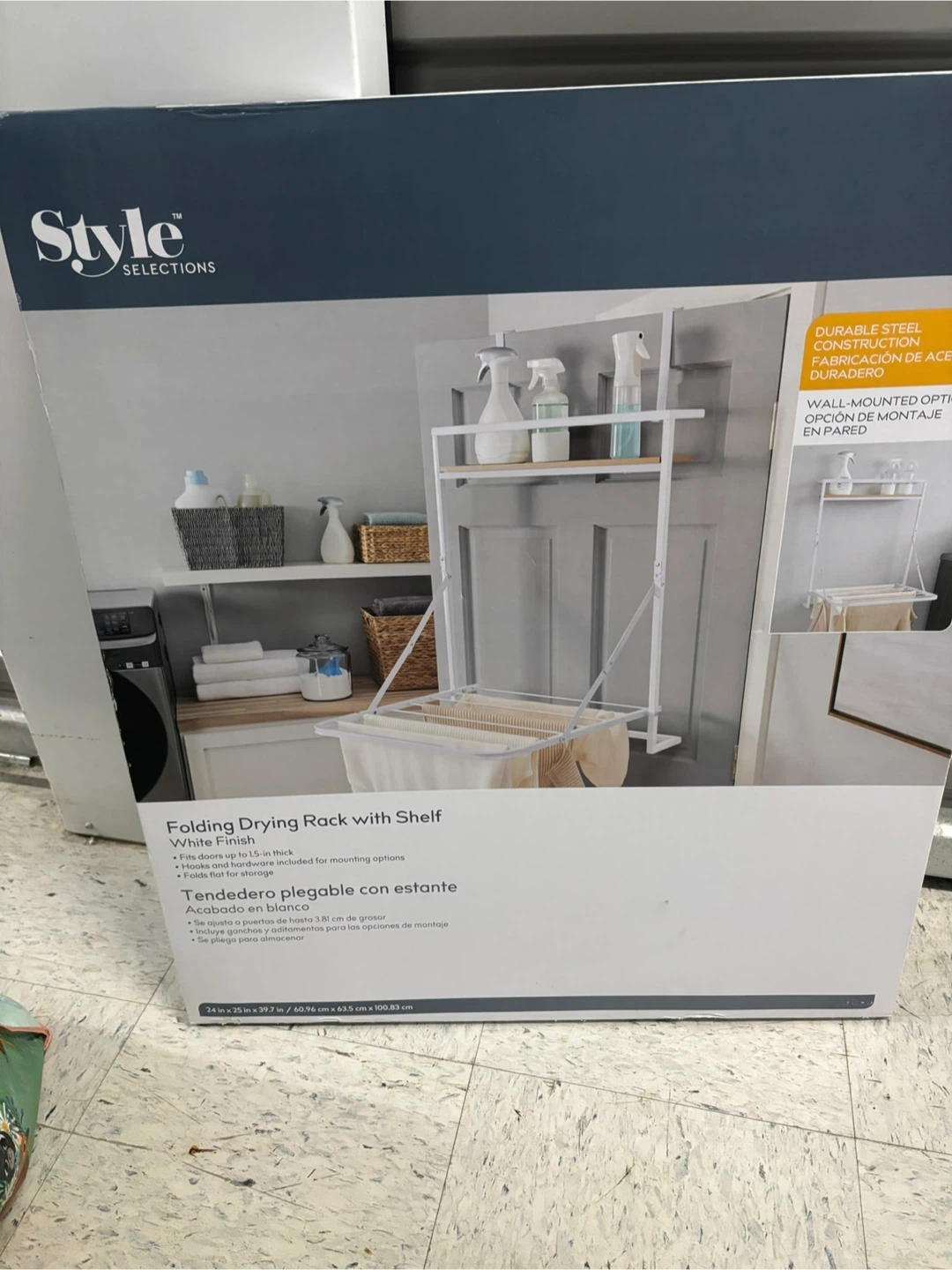 Style Selections Folding Drying Rack with Shelf - photo 2