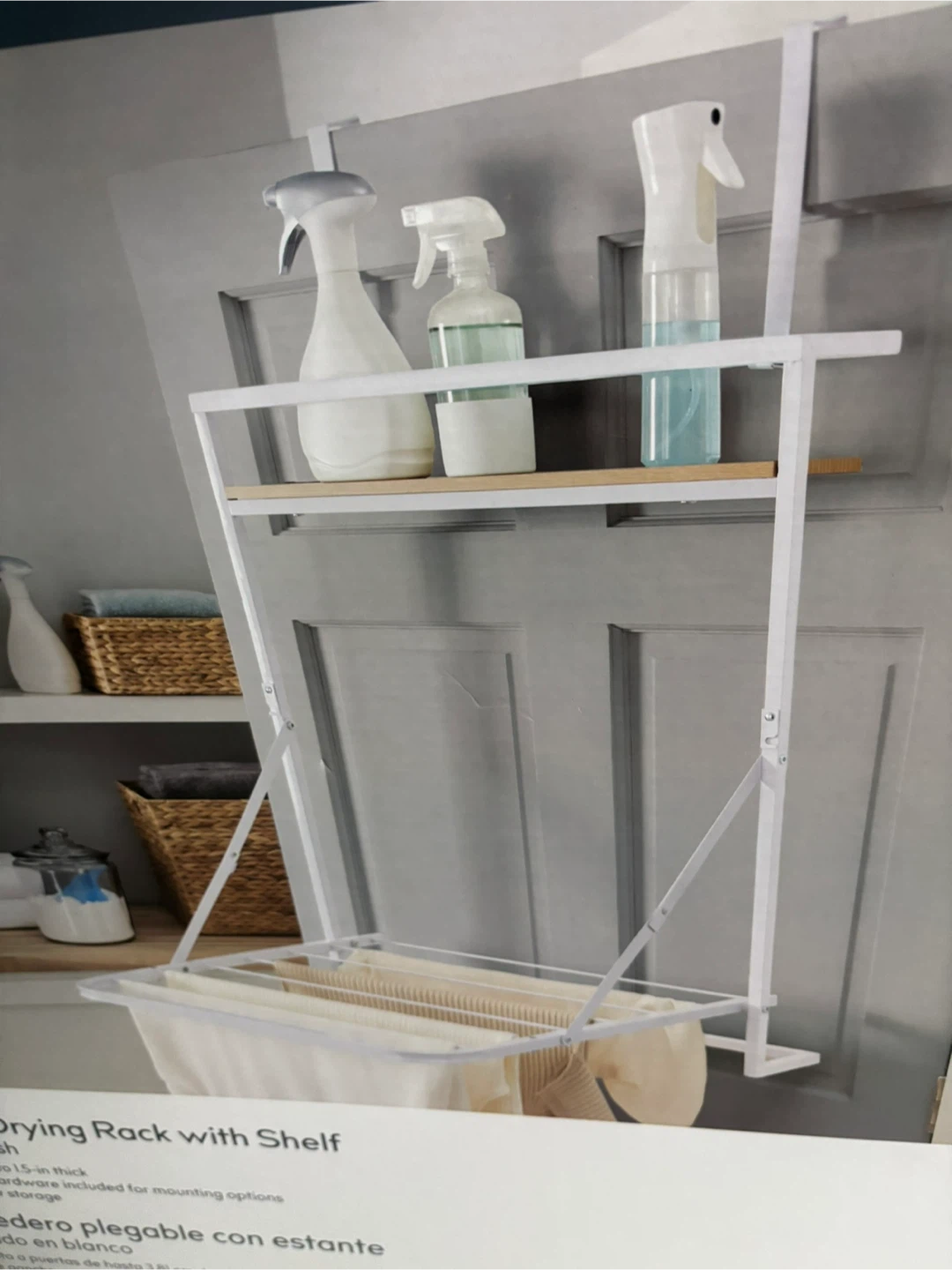 Style Selections Folding Drying Rack with Shelf - photo 3