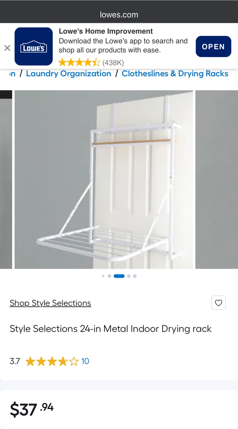 Style Selections Folding Drying Rack with Shelf
