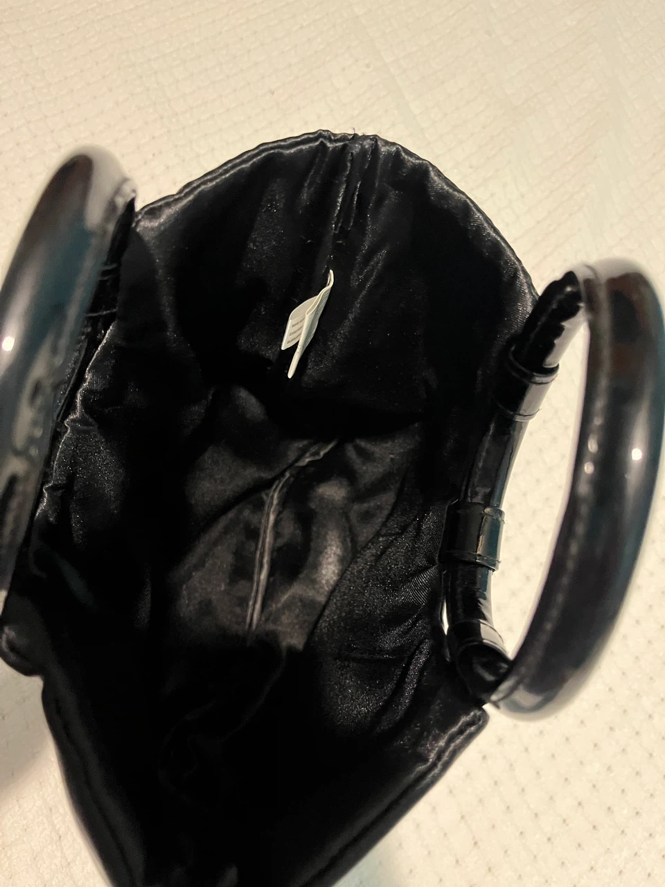 Black Satin Handbag with Round Handles - photo 4